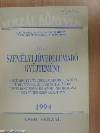 Személyi jövedelemadó gyűjtemény 1994