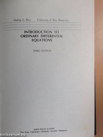 Introduction to Ordinary Differential Equations