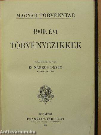 1900. évi törvényczikkek