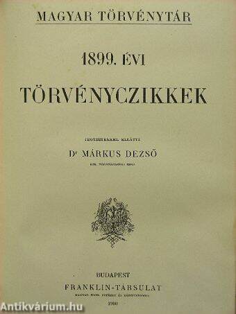 1899. évi törvényczikkek