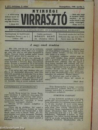 Nyirségi virrasztó 1940-1941. (nem teljes évfolyam)