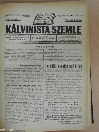 Kálvinista Szemle 1926. (nem teljes évfolyam)