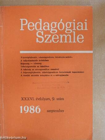 Pedagógiai Szemle 1986. szeptember