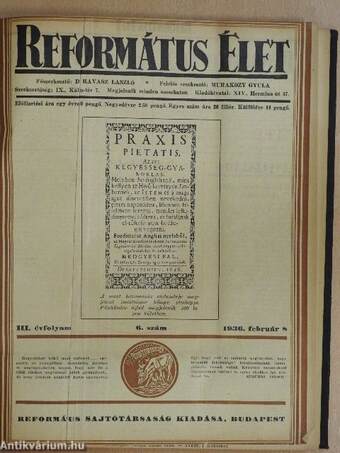 Református folyóiratok egyedi gyűjteménye 1936. (nem teljes évfolyamok)