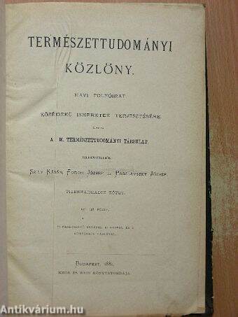 Természettudományi Közlöny 1881. január-december