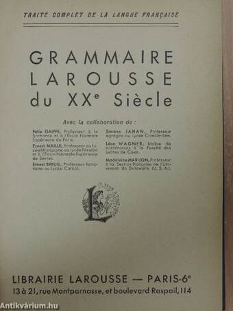 Grammaire larousse du XXe siécle