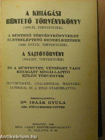 Büntető törvénykönyv II.