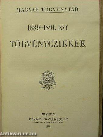 1889-1891. évi törvényczikkek