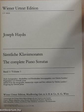 Sämtliche Klaviersonaten Band 3./The complete Piano Sonatas Volume 3.