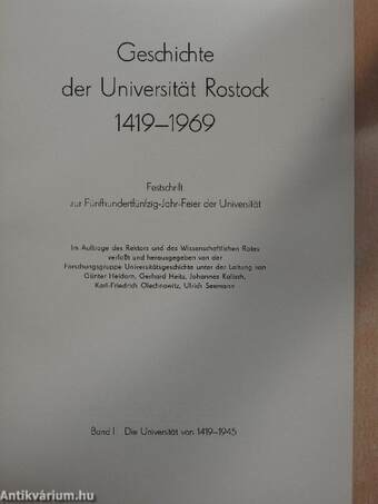 Geschichte der Universität Rostock I-II.