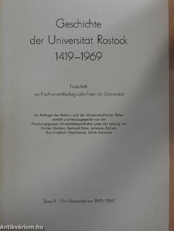 Geschichte der Universität Rostock I-II.