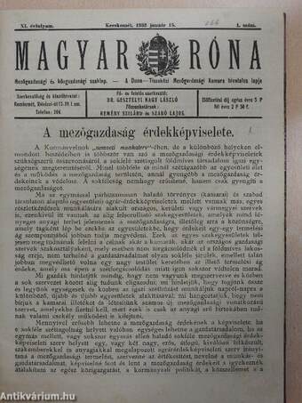 Magyar Róna 1933. január-december