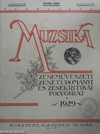 Muzsika 1929. szeptember-október