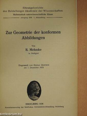 Sitzungsberichte der Heidelberger Akademie der Wissenschaften 1936. (nem teljes évfolyam)