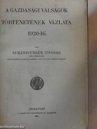 A gazdasági válságok történetének vázlata 1920-ig