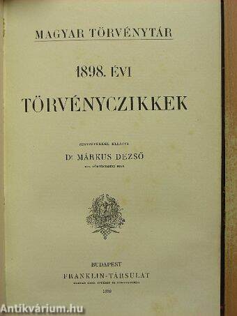 1898. évi törvényczikkek