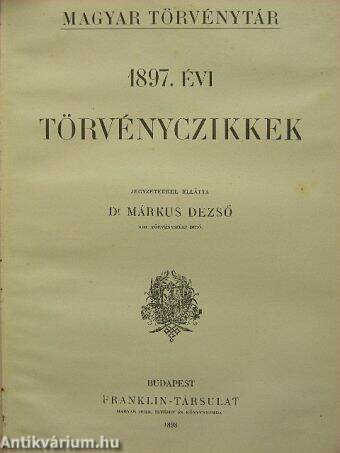 1897. évi törvényczikkek