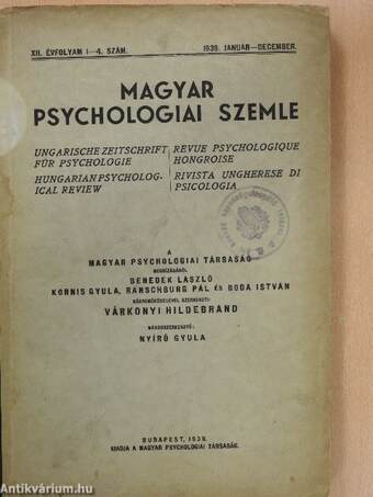 Magyar Psychologiai Szemle 1939. január-december