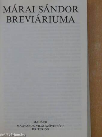 Márai Sándor breviáriuma