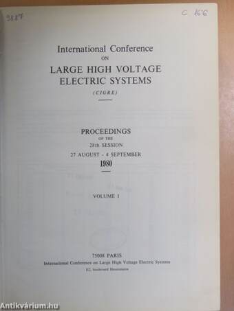 International Conference on Large High Voltage Electric Systems I. (töredék)