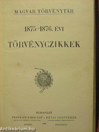 1875-1876. évi törvényczikkek