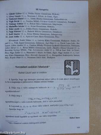 Középiskolai Matematikai és Fizikai Lapok 1997. november