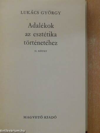 Adalékok az esztétika történetéhez II. (töredék)