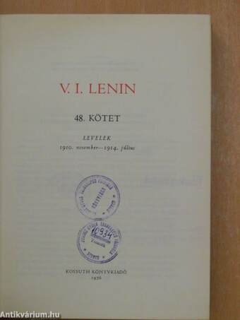 V. I. Lenin összes művei 48.