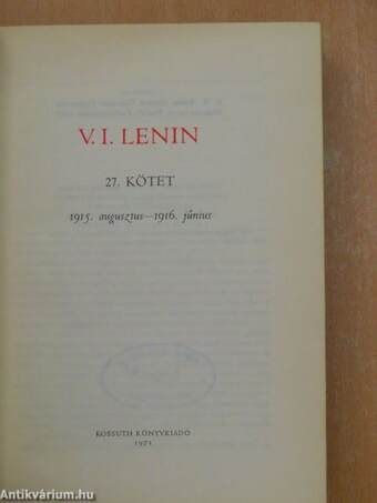 V. I. Lenin összes művei 27.