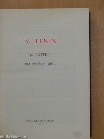 V. I. Lenin összes művei 36.