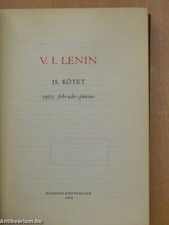 V. I. Lenin összes művei 15.