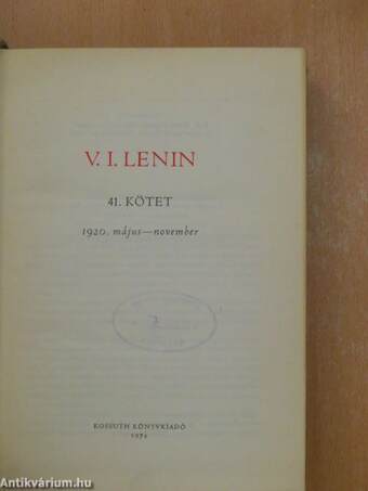 V. I. Lenin összes művei 41.