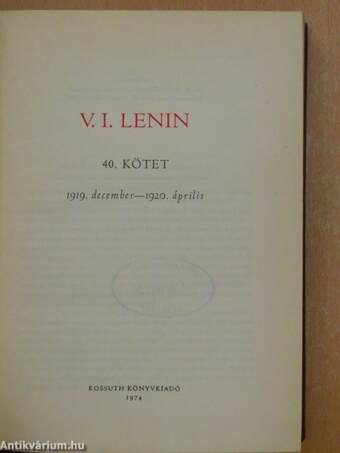 V. I. Lenin összes művei 40.