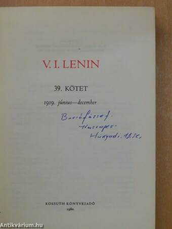 V. I. Lenin összes művei 39.