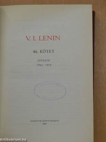 V. I. Lenin összes művei 46.