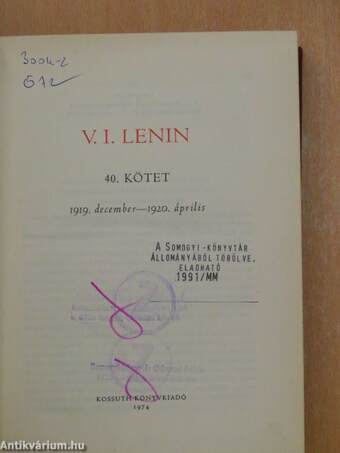 V. I. Lenin összes művei 40.