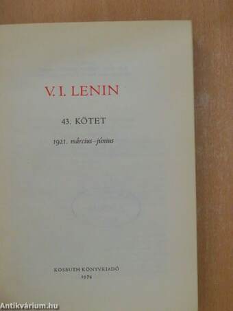 V. I. Lenin összes művei 43.