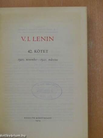 V. I. Lenin összes művei 42.