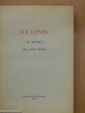 V. I. Lenin összes művei 34.