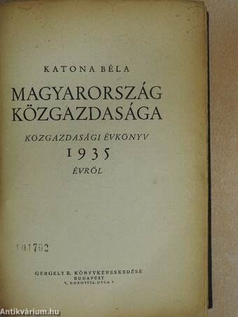 Magyarország közgazdasága 1935.