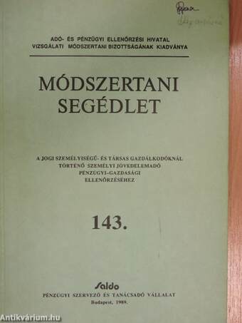 Módszertani segédlet - A jogi személyiségű- és társas gazdálkodóknál történő személyi jövedelemadó pénzügyi-gazdasági ellenőrzéséhez