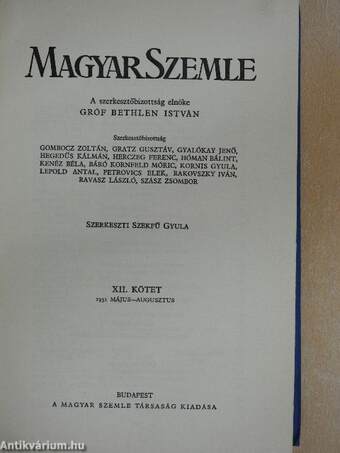 Magyar Szemle 1931. május-augusztus