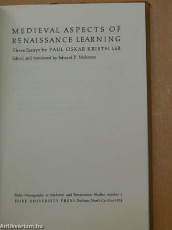 Medieval Aspects of Renaissance Learning