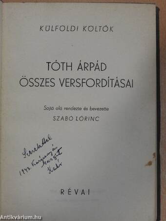 Tóth Árpád összes versfordításai