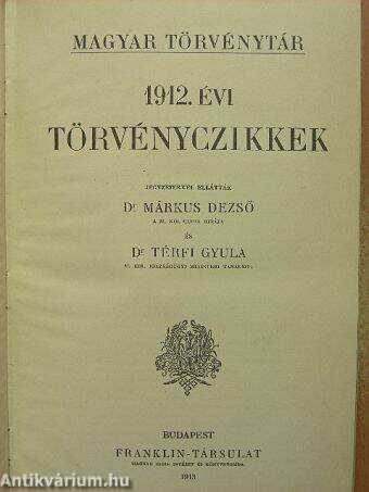 1912. évi törvényczikkek