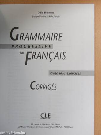 Grammaire progressive du Francais - Niveau Intermédiaire - Corrigés