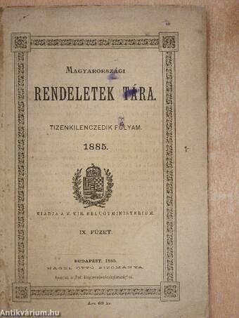 Magyarországi rendeletek tára 1885/IX.
