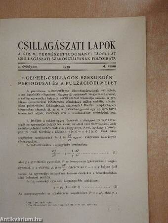 Csillagászati Lapok 1939/4.