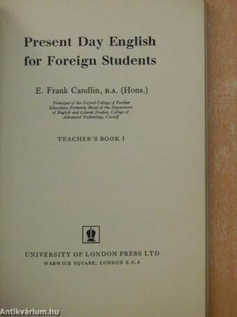 Present Day English for Foreign Students Teachers Book 1.