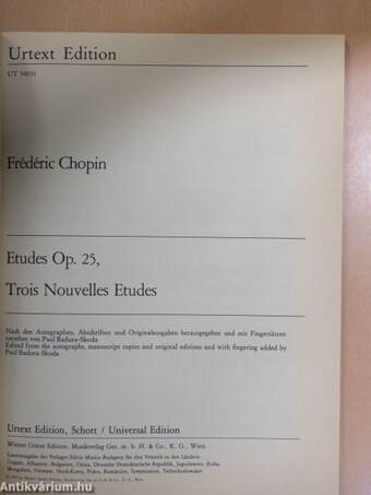 Etudes Op. 25 - Trois Nouvelles Etudes